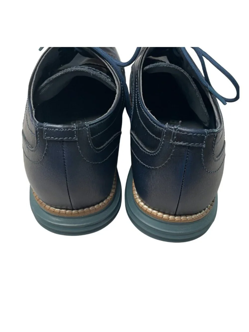 Men's Cole Haan Size 8 Navy Blue Laced Wing Tip Oxford Dress Shoes